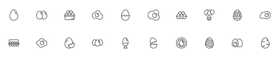 Egg concept. Food line icon set. Collection of vector signs in trendy flat style for web sites, internet shops and stores, books and flyers. Premium quality icons isolated on white background