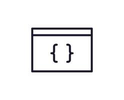Coding concept. Single premium editable stroke pictogram perfect for logos, mobile apps, online shops and web sites. Vector symbol isolated on white background.