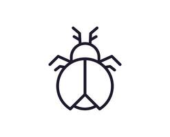 Bug concept. Single premium editable stroke pictogram perfect for logos, mobile apps, online shops and web sites. Vector symbol isolated on white background.