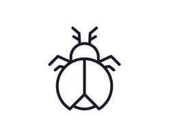 Bug concept. Single premium editable stroke pictogram perfect for logos, mobile apps, online shops and web sites. Vector symbol isolated on white background.