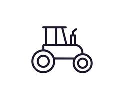 Farm and agriculture symbol. Vector outline pictogram in line style. Editable stroke for UI, adverts, online shops. Isolated line icon of tractor