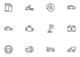 Car concept. Car line icon set. Collection of vector signs in trendy flat style for web sites, internet shops and stores, books and flyers. Premium quality icons isolated on white background