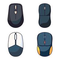 Wireless Computer Mouse Flat Illustrations Collection vector