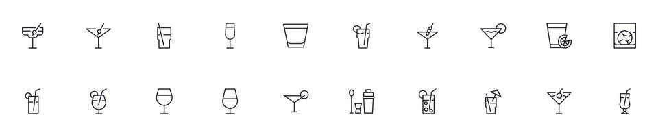 Collection of modern cocktail outline icons. Set of modern illustrations for mobile apps, web sites, flyers, banners etc isolated on white background. Premium quality signs. vector