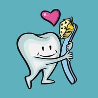 amor diente y cepillo de dientes oral higiene, vector