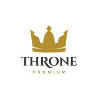 Throne. Crown logo design template vector illustration