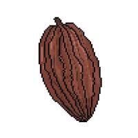 cacao crudo chocolate Fruta piel. píxel poco retro juego estilizado vector ilustración dibujo aislado en cuadrado blanco antecedentes.