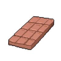 Milk chocolate bar sweet food. Pixel bit retro game styled vector illustration drawing isolated on square white background.