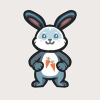 Illustration of a cute rabbit and its carrot. vector