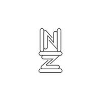 iniciales letras logo zn, Nueva Zelanda, z y norte vector