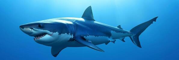 AI generated Marine wildlife  blue shark in its natural ocean habitat, underwater nature scene photo