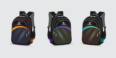 backpack with the logo of the Back to school on it. Kids school bag template, vector illustration