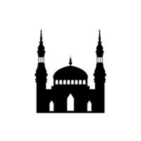 Ramadan Kareem silhouette of mosque. Silhouette mosque flat design vector illustration isolated on white background. Islamic mosque buildings, Banner design, and Ramadhan background.