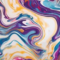 Liquid marble watercolor with cyan, purple, and gold lines. colorful multicolored marble surface, curved lines background design vector