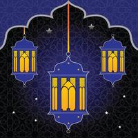 Ramadán kareem saludo tarjeta modelo en mezquita ventana vector