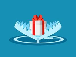 Gift box in a trap. Concept of deception or cheating vector