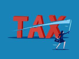 businesswoman holding a large tax sign vector