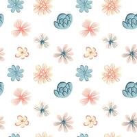 Vector seamless pattern with folk flowers. Spring background. Romantic flower pattern hand drawn.