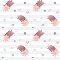 Seamless pattern with watercolor comet and star. Cute childish wallpaper. Vector background in pastel colors