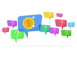 Question mark in speech box and coin vector