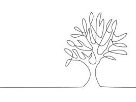 Continuous line drawing of trees vector