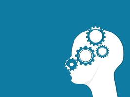 Human head and gear mechanism. Concept of systematic coordination vector