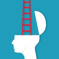 Opened human head and ladder. The idea evolved to the next level vector