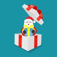 Santa Claus holds a gift box. for christmas card banner vector