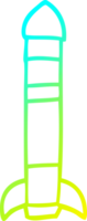 cold gradient line drawing of a cartoon tall rocket png