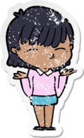 distressed sticker of a cartoon woman png