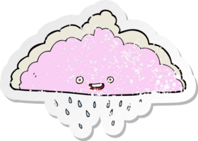 retro distressed sticker of a cartoon rain cloud png