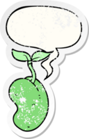 cartoon sprouting seed with speech bubble distressed distressed old sticker png