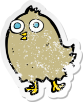 retro distressed sticker of a cartoon happy bird png