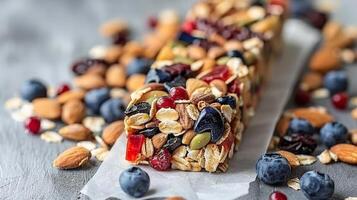 AI generated Granola bars isolated on white background for clean food presentation and marketing photo