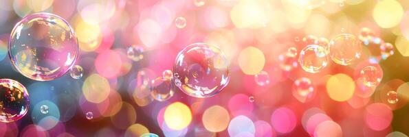 AI generated Vibrant rainbow reflections in soap bubble background creating a mesmerizing display photo