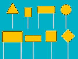 Blank traffic road sign Set. Sign Street yellow. Vector