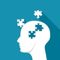 Head shaped jigsaw puzzle. Puzzle strategy for people vector