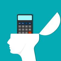 calculator is in head. Calculation concept. vector