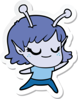 sticker of a smiling alien girl cartoon png