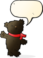 cartoon waving teddy black bear with speech bubble png