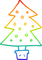 rainbow gradient line drawing of a cartoon christmas tree png