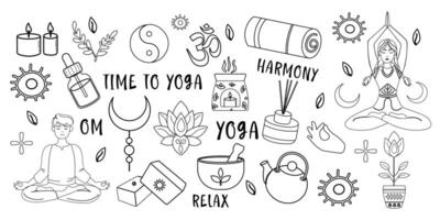 Set of time yoga outline in flat style vector