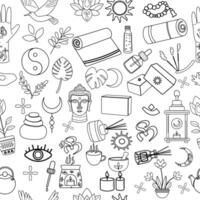 Seamless pattern of yoga outline elements vector