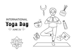 internacional día de yoga antecedentes contorno vector