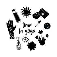 Illustration of silhouettes of yoga elements vector