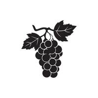 Grape icon black and white background design. silhouette style, vector illustration.