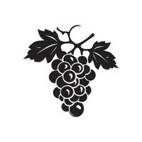 Grapes icon black and white background design. silhouette style, vector illustration.