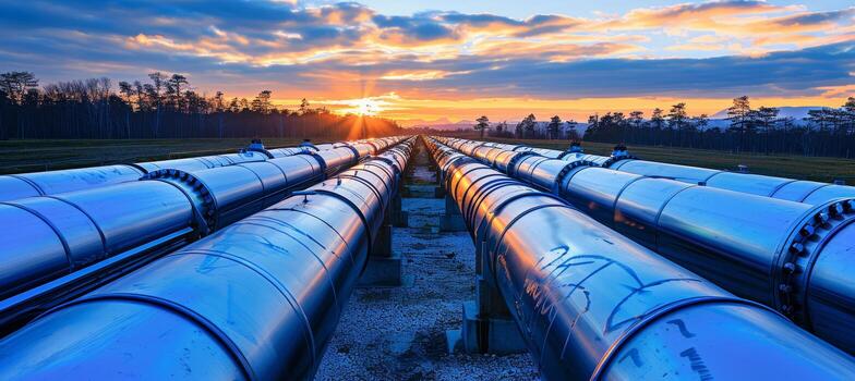 AI generated Refinery sector  industrial pipeline for gas and oil processing in the production process photo