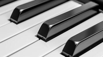 AI generated Close up monochrome image of black and white piano keyboard for artistic inspiration photo