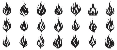 Fire icon black and red vector design symbol of power and energy. Flat style.